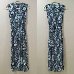 talbots midi dress  floral white black size 2